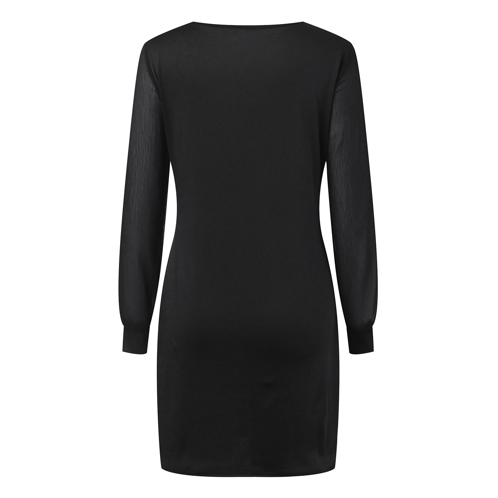 thumbnail image 5 of Minivestido de malla brillante para mujer: manga larga, cuello en V, corte ajustado, poliéster ajustado para todas las ocasiones, tallas US/UK/EU S-XXL., 5 of 7